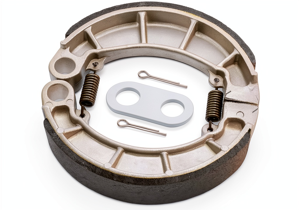 Installing JAVIK Alloy Steel ATV Rear Drum Brake Shoe on a garage workbench