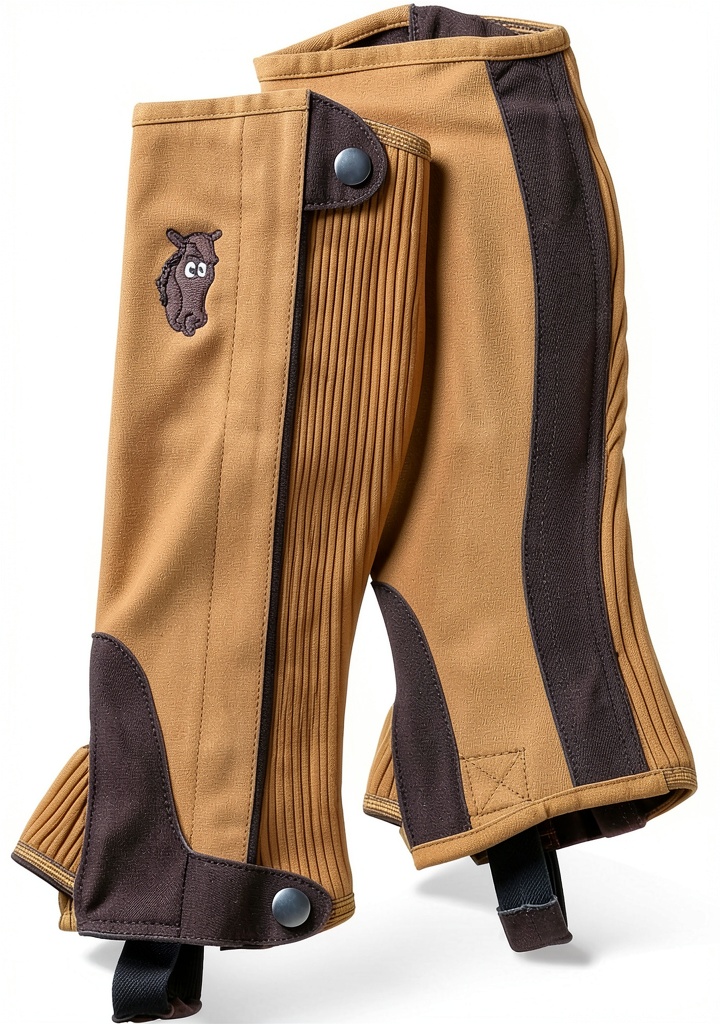 Installing Tough 1 Suede Protective Chap Brown Size 8-10 on a wooden desk