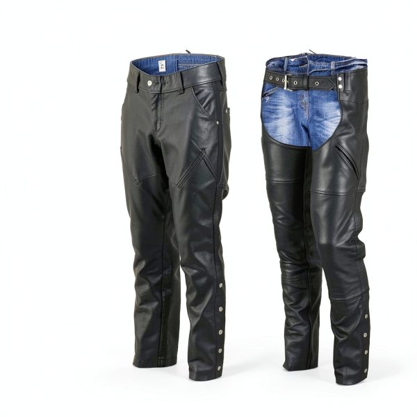 Daniel Smart black leather chaps Premium Cowhide Assless-1