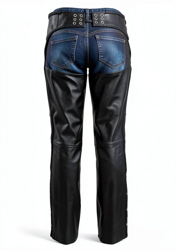 Shaf Women's Protective Chaps Black Leather LKM5725-1
