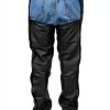 RiderGear LC-001 Black Leather Motorcycle Chaps Unisex Adjustable with-1