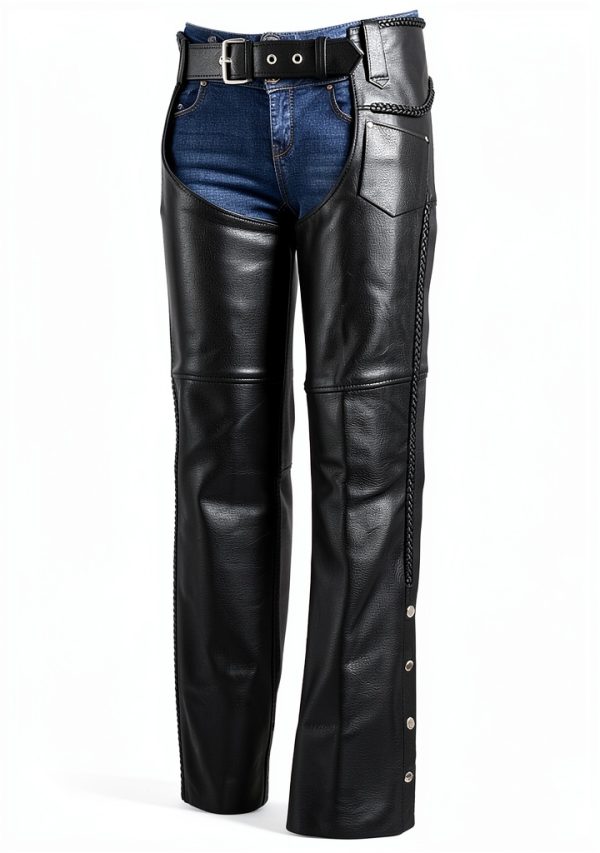 Shaf Women's Protective Chaps Black Leather LKM5725-4