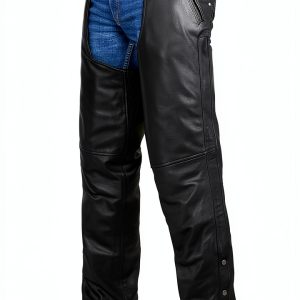 Dealer Leather Motorcycle Chaps DL-C2334-04 Black with Removable Liner-0