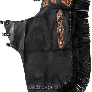 HILASON Western Riding Chinks Black 29in Leather Protective Pants-0