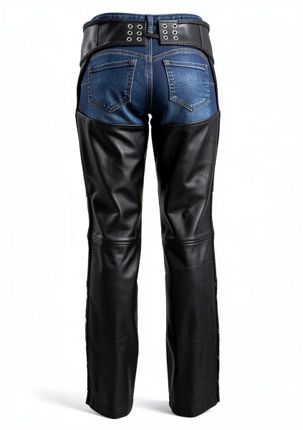Shaf Women's Protective Chaps Black Leather LKM5725-3