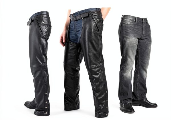 Dealer Leather Motorcycle Chaps DL-C2334-04 Black with Removable Liner-3