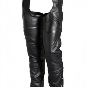 Daniel Smart black leather chaps Premium Cowhide Assless-0