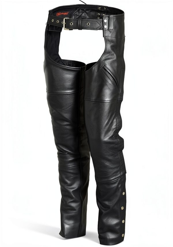 Daniel Smart black leather chaps Premium Cowhide Assless-0