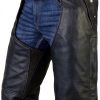 Dealer Leather Motorcycle Chaps DL-C2334-04 Black with Removable Liner-2