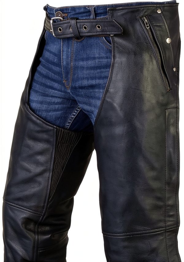 Dealer Leather Motorcycle Chaps DL-C2334-04 Black with Removable Liner-2