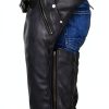 Dealer Leather Motorcycle Chaps DL-C2334-04 Black with Removable Liner-4