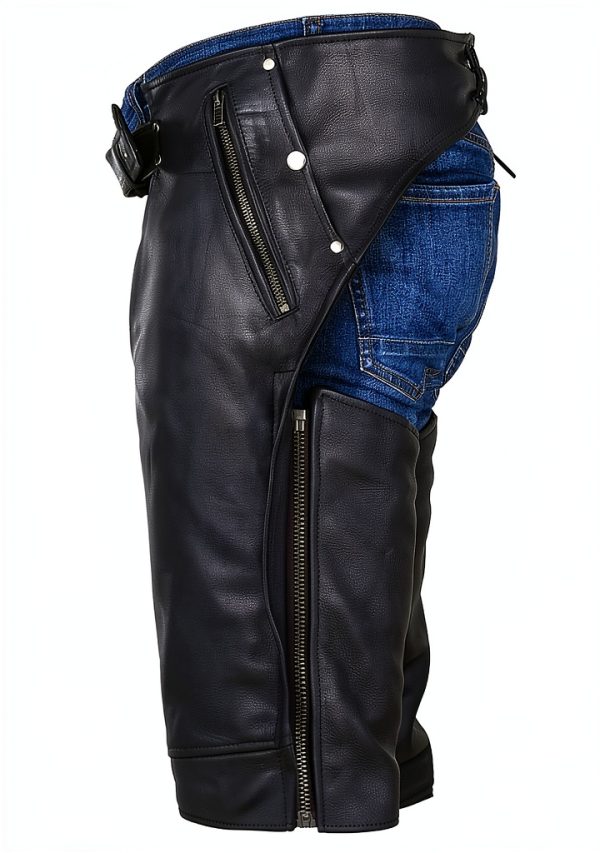Dealer Leather Motorcycle Chaps DL-C2334-04 Black with Removable Liner-4