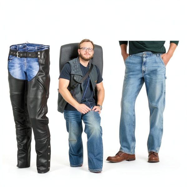 Daniel Smart black leather chaps Premium Cowhide Assless-5