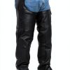 RiderGear LC-001 Black Leather Motorcycle Chaps Unisex Adjustable with-2