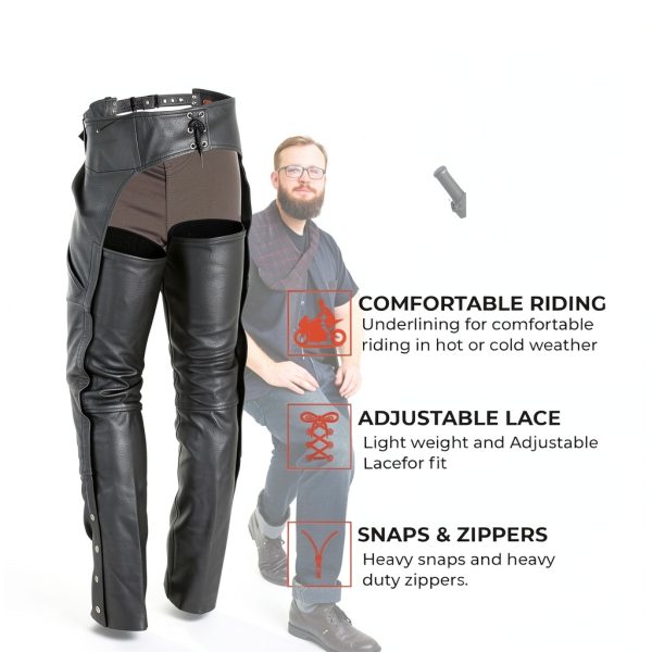 Daniel Smart black leather chaps Premium Cowhide Assless-3